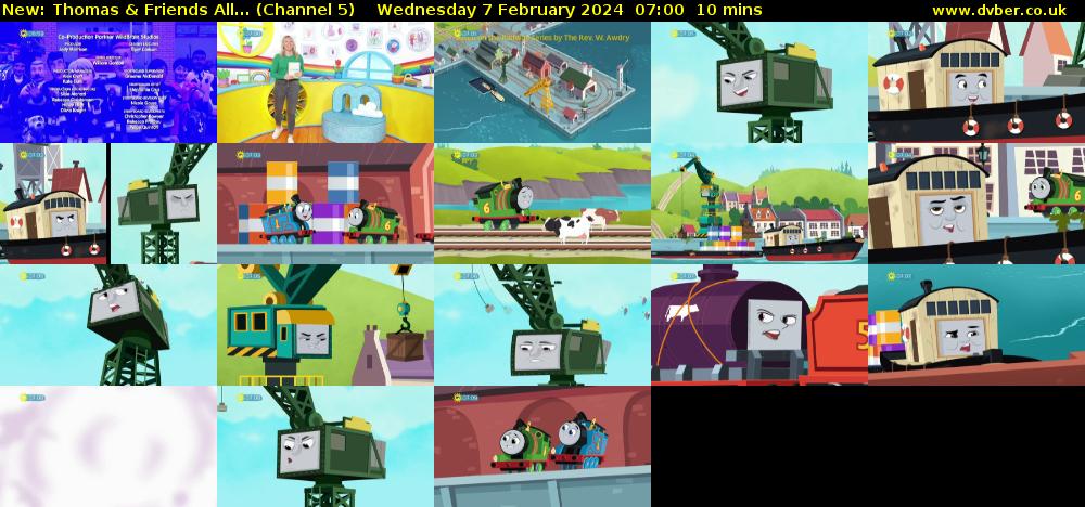 Thomas & Friends All... (Channel 5) Wednesday 7 February 2024 07:00 - 07:10