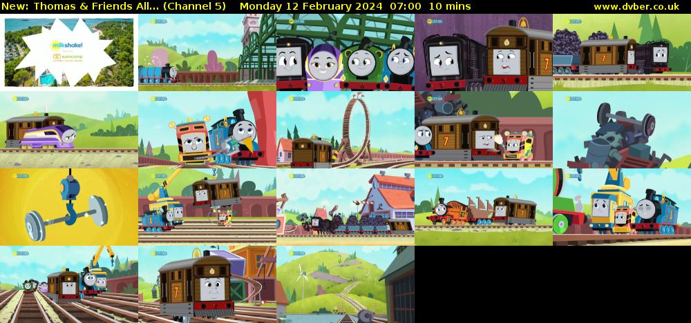 Thomas & Friends All... (Channel 5) Monday 12 February 2024 07:00 - 07:10