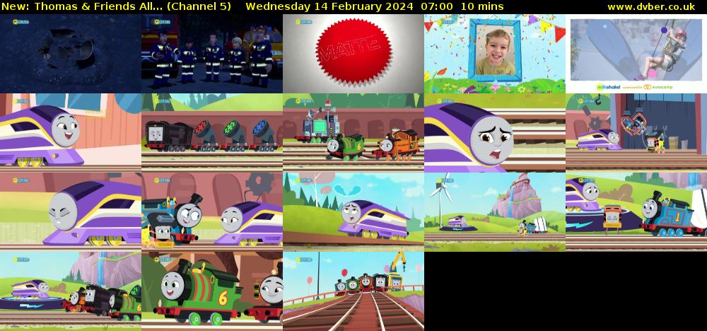 Thomas & Friends All... (Channel 5) Wednesday 14 February 2024 07:00 - 07:10