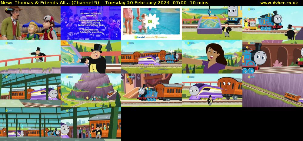 Thomas & Friends All... (Channel 5) Tuesday 20 February 2024 07:00 - 07:10