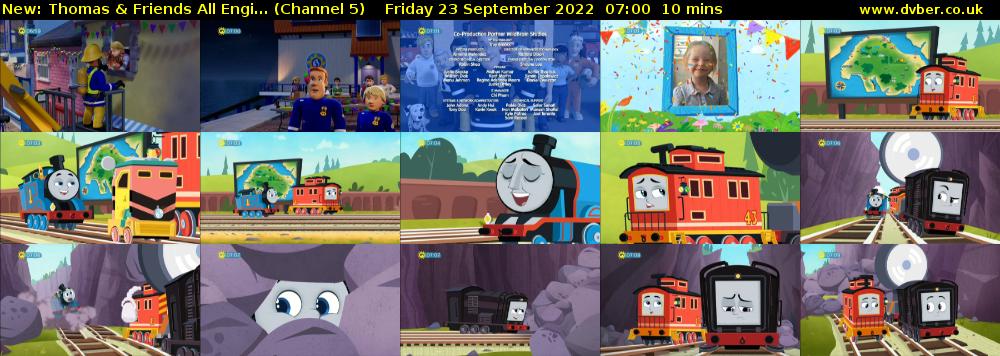 Thomas & Friends All Engi... (Channel 5) Friday 23 September 2022 07:00 - 07:10