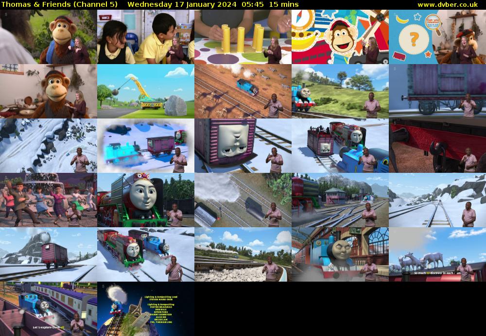 Thomas & Friends (Channel 5) Wednesday 17 January 2024 05:45 - 06:00