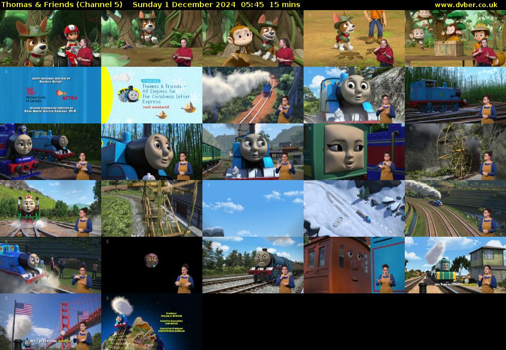 Thomas & Friends (Channel 5) Sunday 1 December 2024 05:45 - 06:00