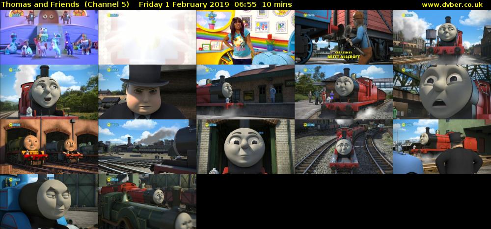 Thomas and Friends  (Channel 5) Friday 1 February 2019 06:55 - 07:05