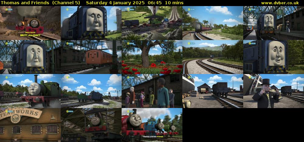 Thomas and Friends  (Channel 5) Saturday 4 January 2025 06:45 - 06:55