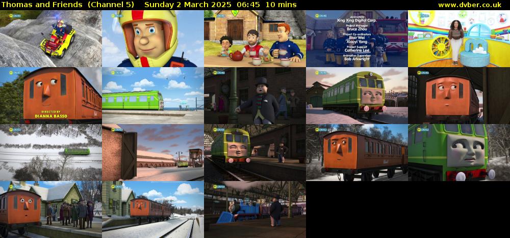 Thomas and Friends  (Channel 5) Sunday 2 March 2025 06:45 - 06:55