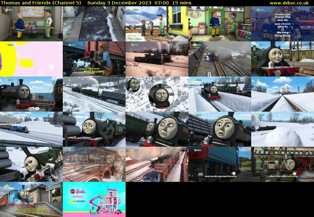 Thomas and Friends (Channel 5) Sunday 3 December 2023 07:00 - 07:15