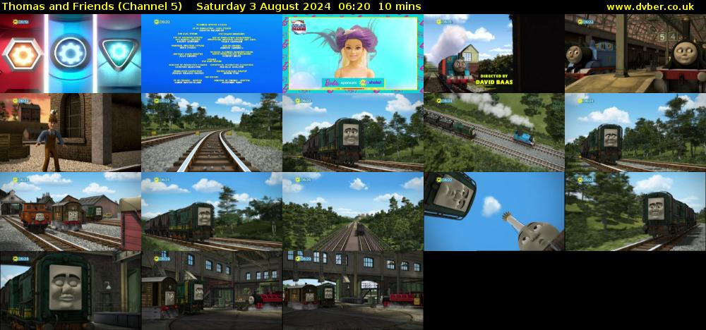 Thomas and Friends (Channel 5) Saturday 3 August 2024 06:20 - 06:30
