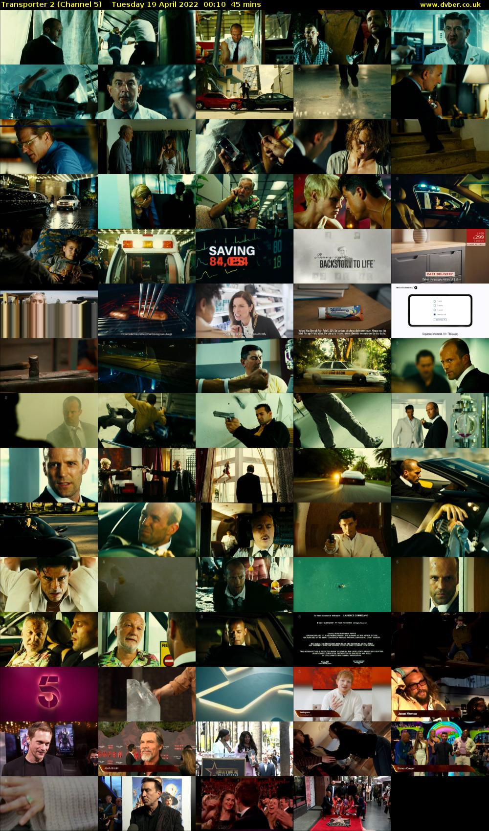 Transporter 2 (Channel 5) Tuesday 19 April 2022 00:10 - 00:55