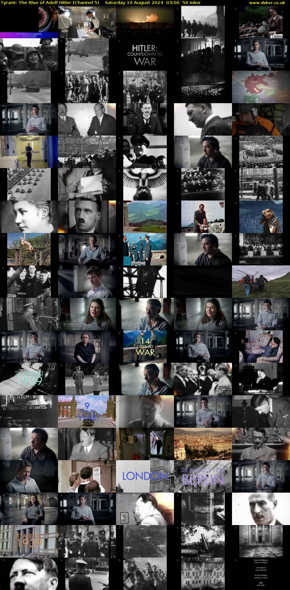 Tyrant: The Rise of Adolf Hitler (Channel 5) Saturday 10 August 2024 03:00 - 03:50