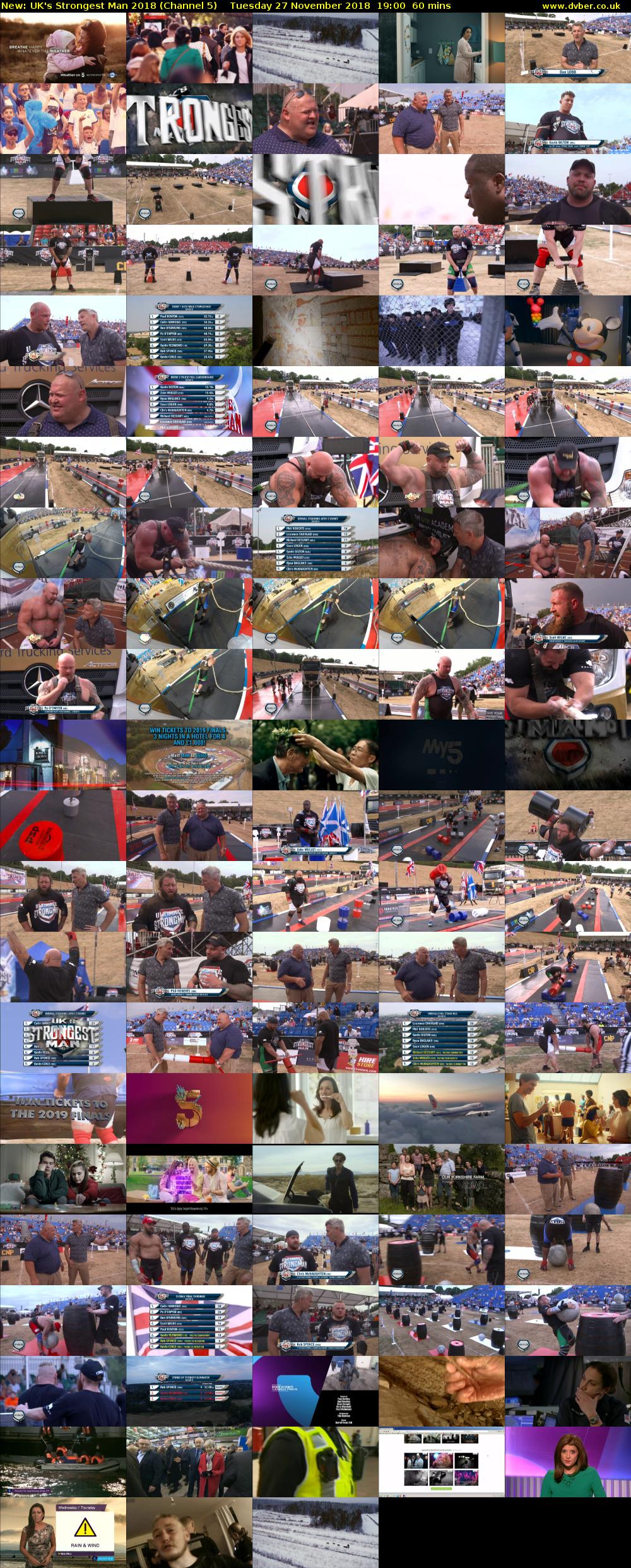 UK's Strongest Man 2018 (Channel 5) Tuesday 27 November 2018 19:00 - 20:00