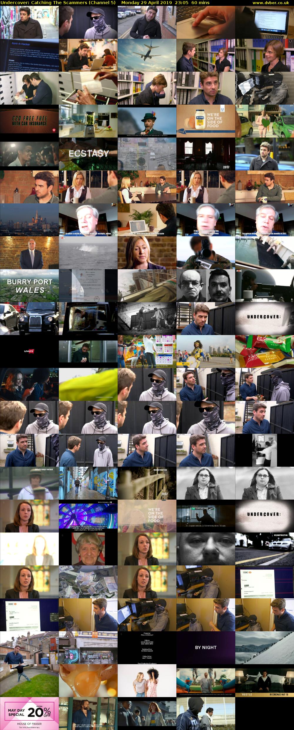 Undercover: Catching The Scammers (Channel 5) Monday 29 April 2019 23:05 - 00:05