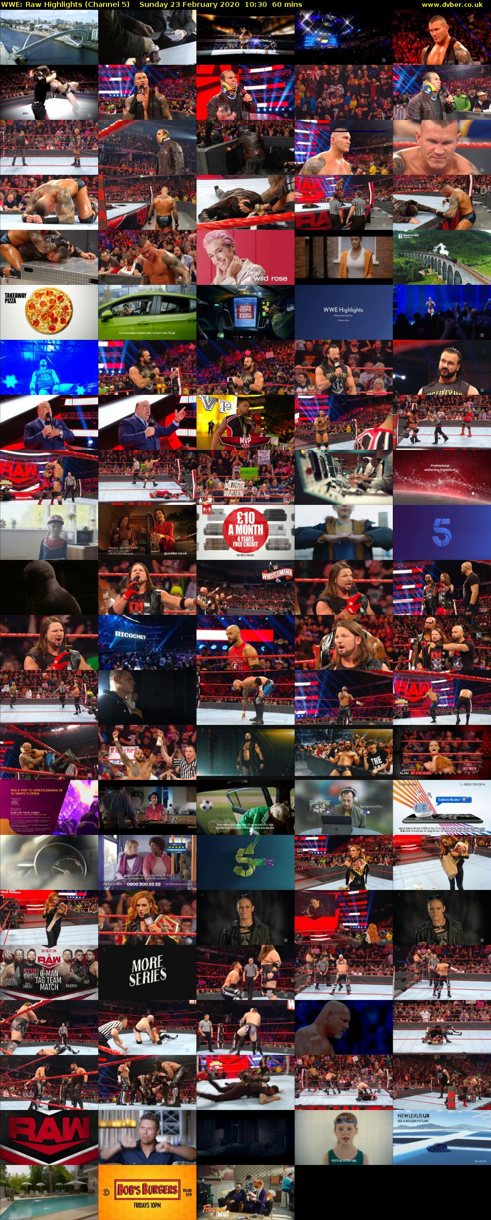 WWE: Raw Highlights (Channel 5) Sunday 23 February 2020 10:30 - 11:30