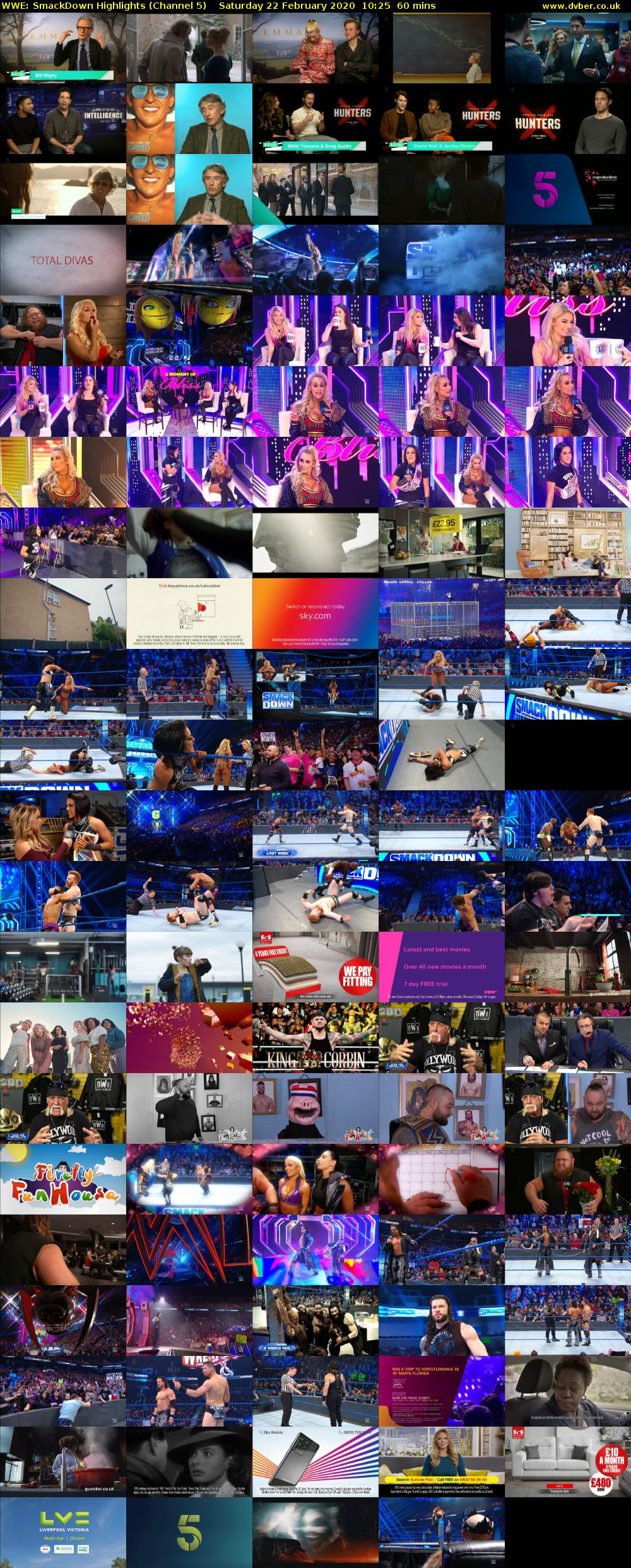 WWE: SmackDown Highlights (Channel 5) Saturday 22 February 2020 10:25 - 11:25