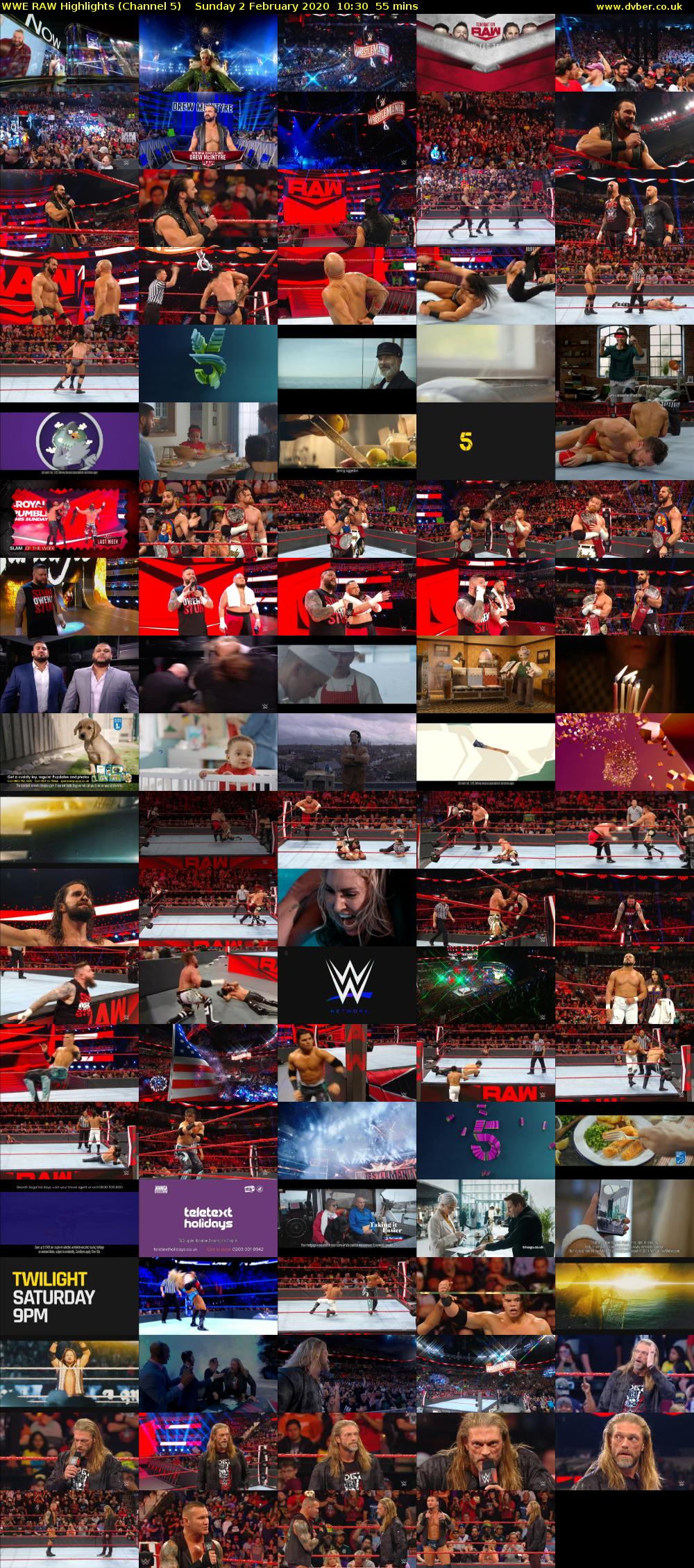 WWE RAW Highlights (Channel 5) Sunday 2 February 2020 10:30 - 11:25