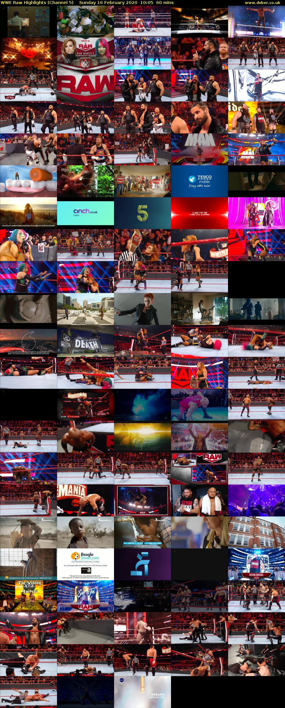 WWE Raw Highlights (Channel 5) Sunday 16 February 2020 10:05 - 11:05