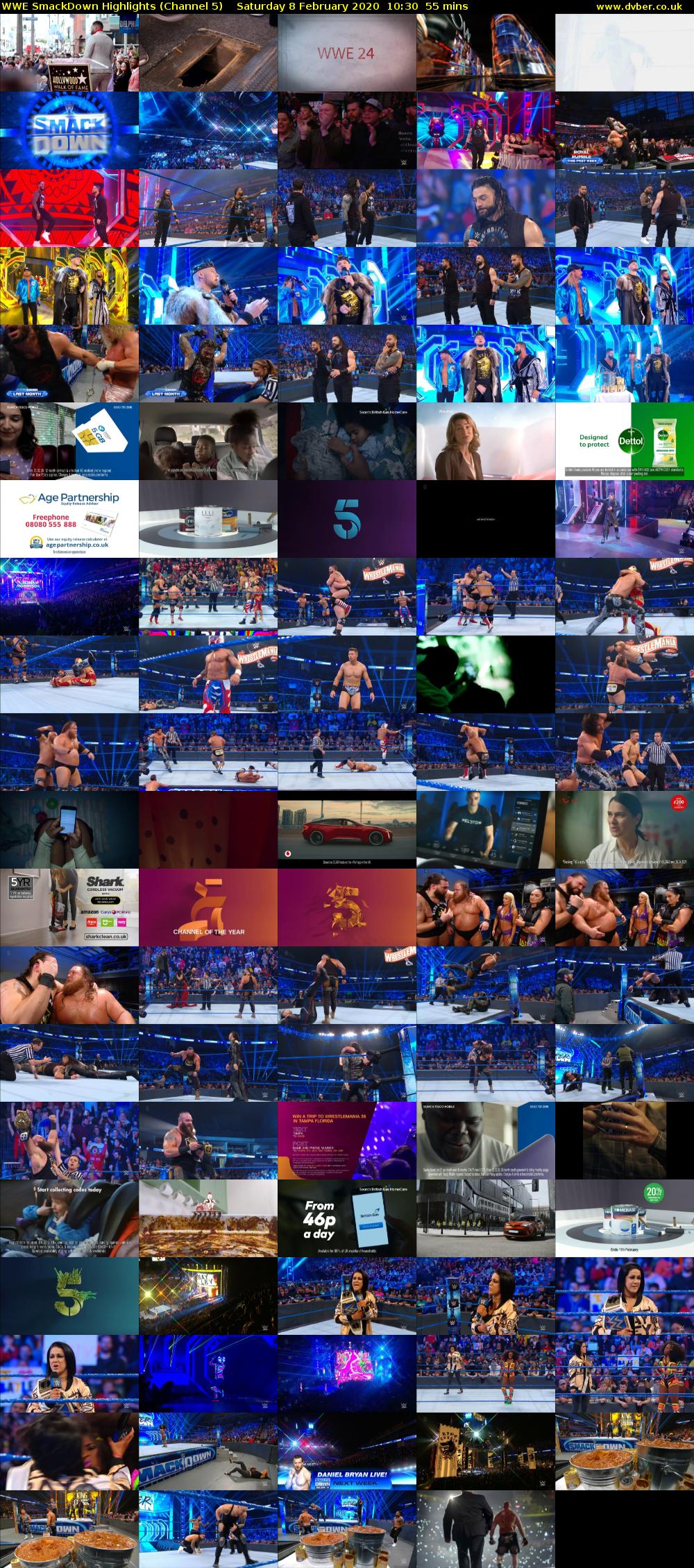 WWE SmackDown Highlights (Channel 5) Saturday 8 February 2020 10:30 - 11:25