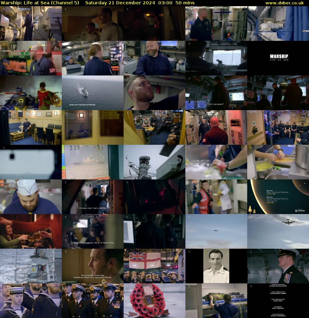 Warship: Life at Sea (Channel 5) Saturday 21 December 2024 03:00 - 03:50