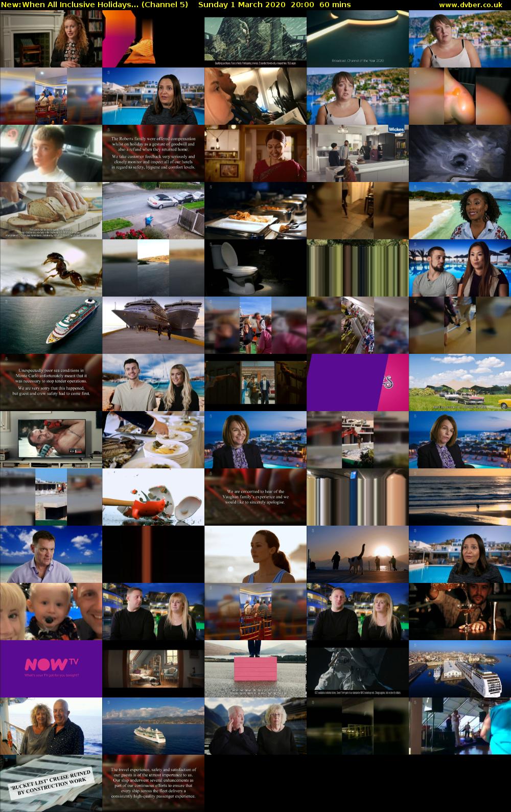When All Inclusive Holidays... (Channel 5) Sunday 1 March 2020 20:00 - 21:00