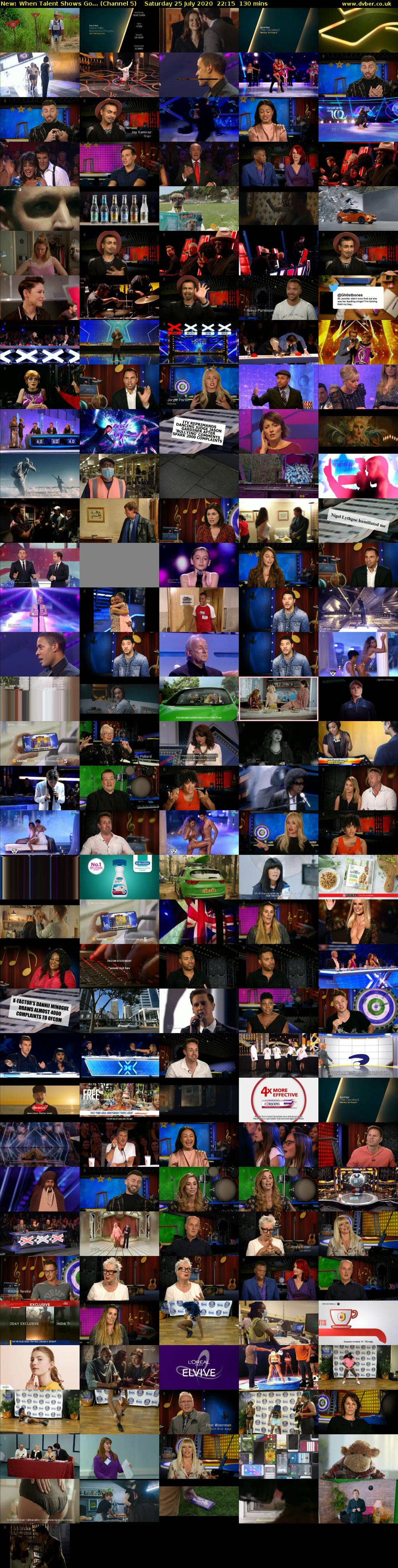 When Talent Shows Go... (Channel 5) Saturday 25 July 2020 22:15 - 00:25