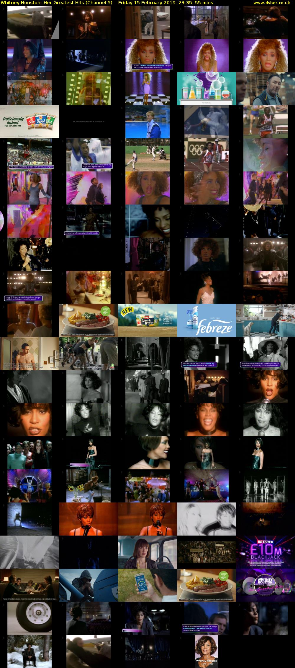 Whitney Houston: Her Greatest Hits (Channel 5) Friday 15 February 2019 23:35 - 00:30
