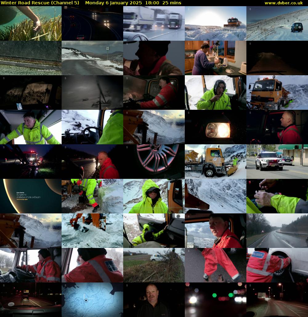 Winter Road Rescue (Channel 5) Monday 6 January 2025 18:00 - 18:25