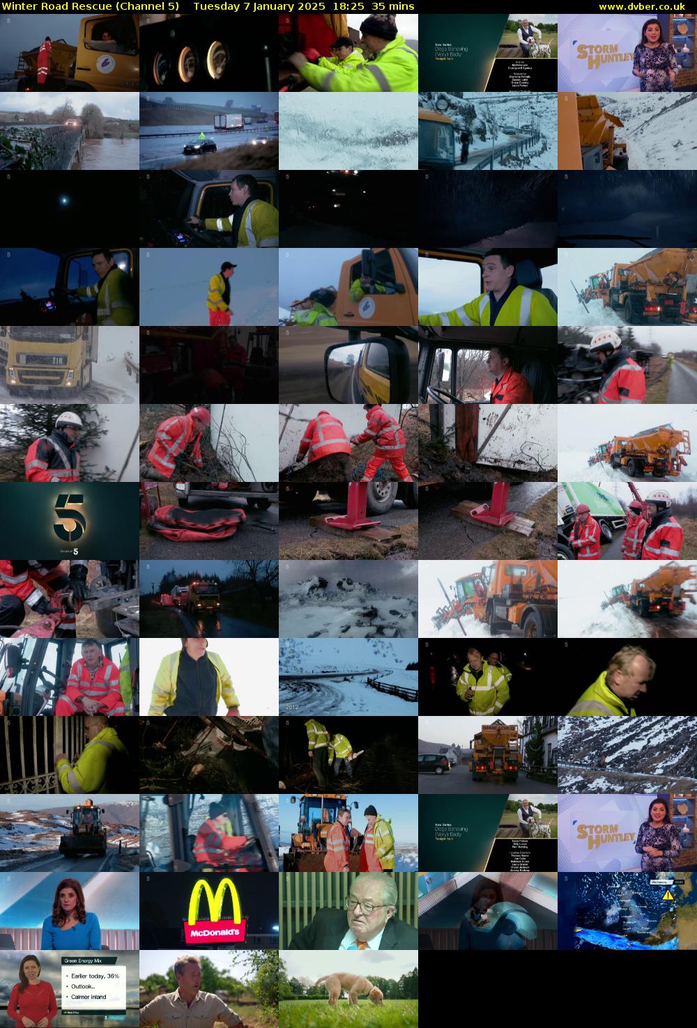 Winter Road Rescue (Channel 5) Tuesday 7 January 2025 18:25 - 19:00