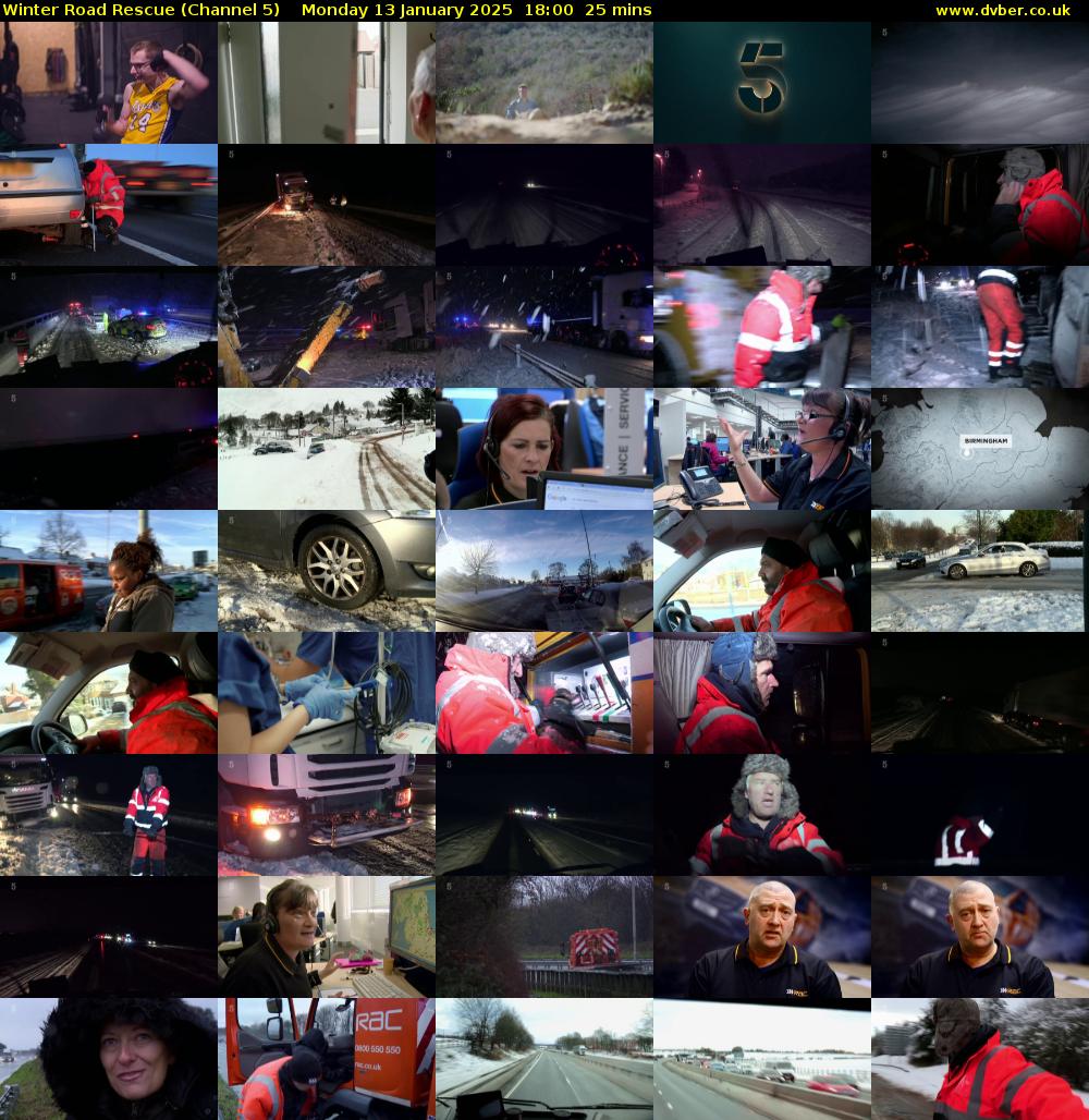 Winter Road Rescue (Channel 5) Monday 13 January 2025 18:00 - 18:25