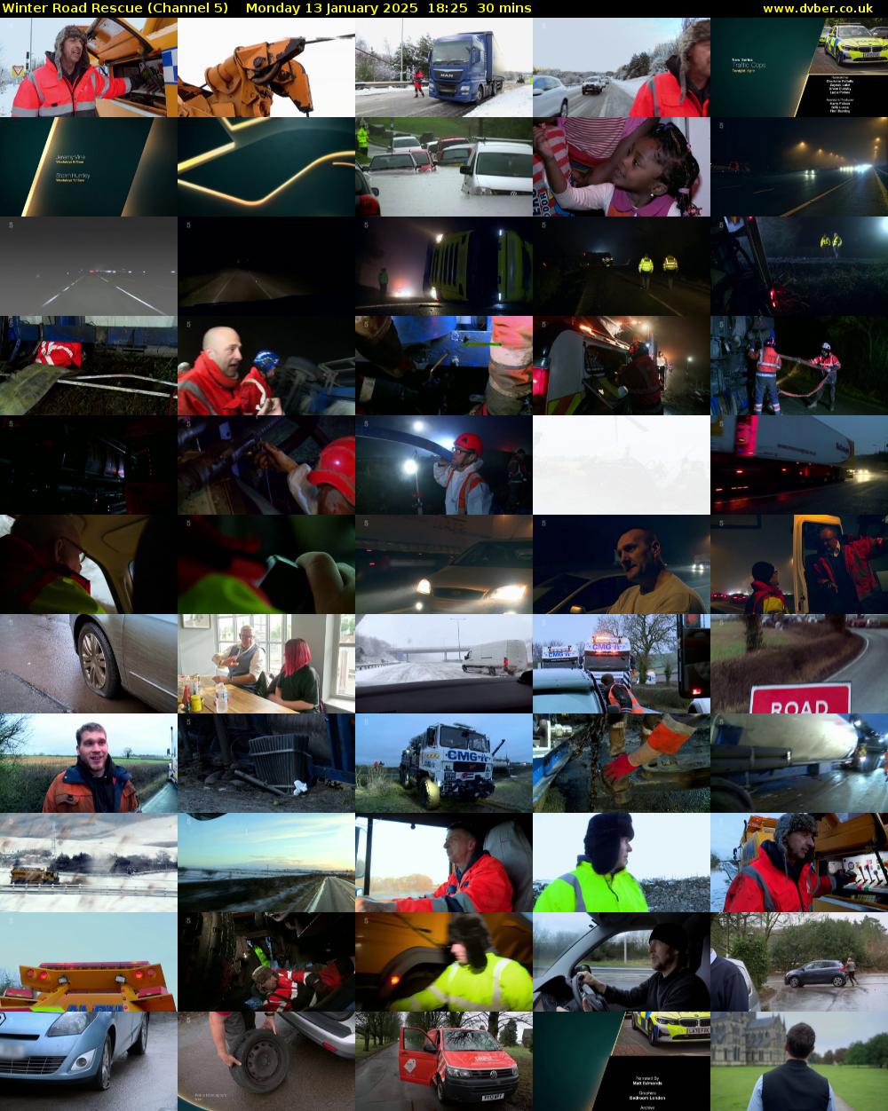 Winter Road Rescue (Channel 5) Monday 13 January 2025 18:25 - 18:55