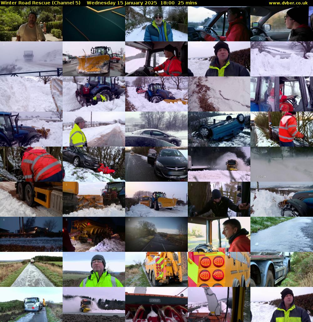 Winter Road Rescue (Channel 5) Wednesday 15 January 2025 18:00 - 18:25