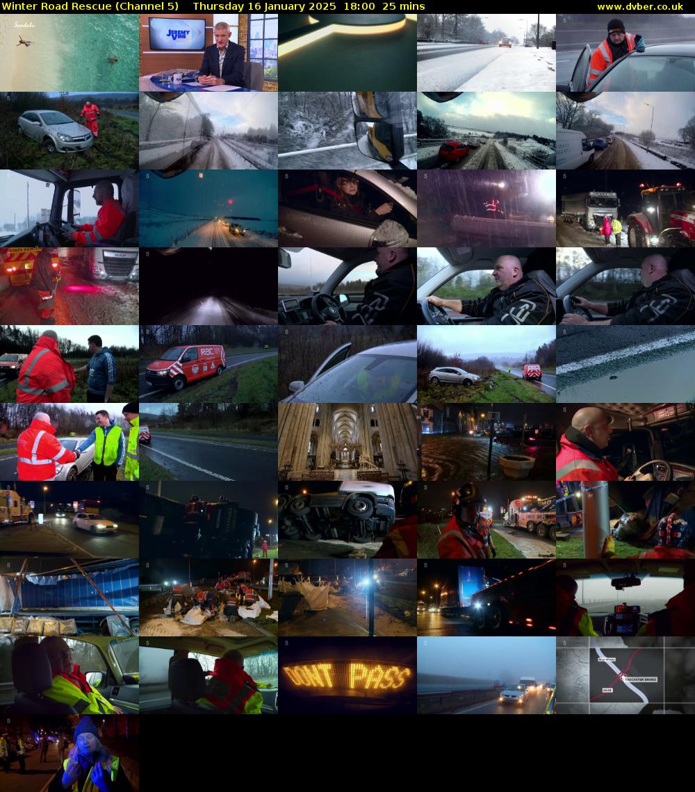 Winter Road Rescue (Channel 5) Thursday 16 January 2025 18:00 - 18:25