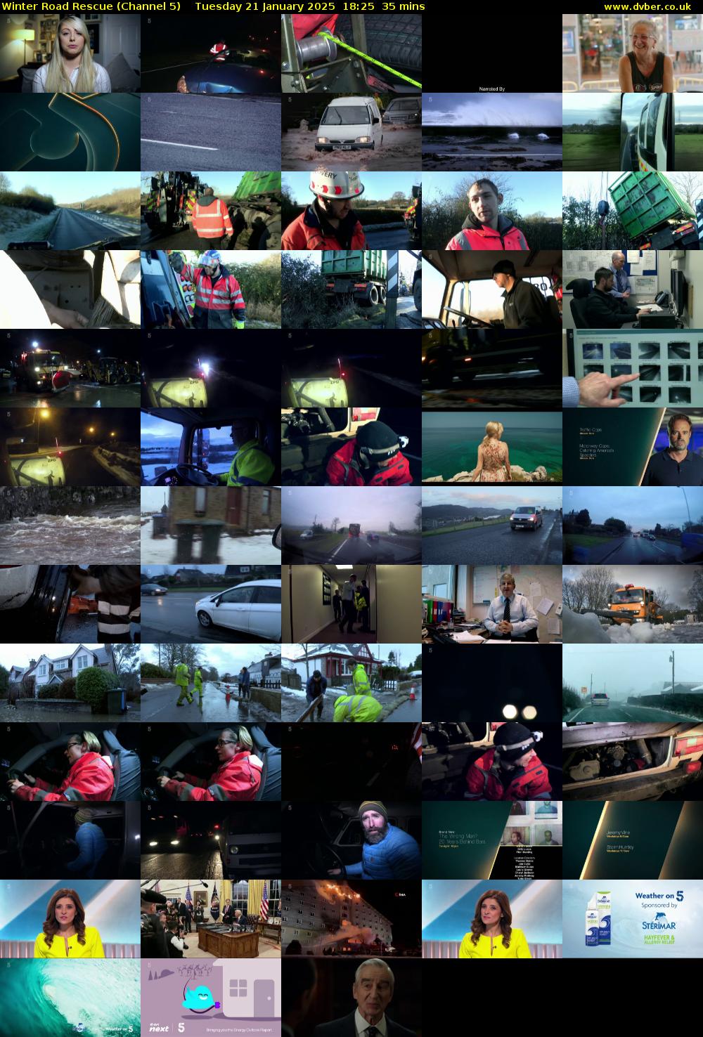 Winter Road Rescue (Channel 5) Tuesday 21 January 2025 18:25 - 19:00