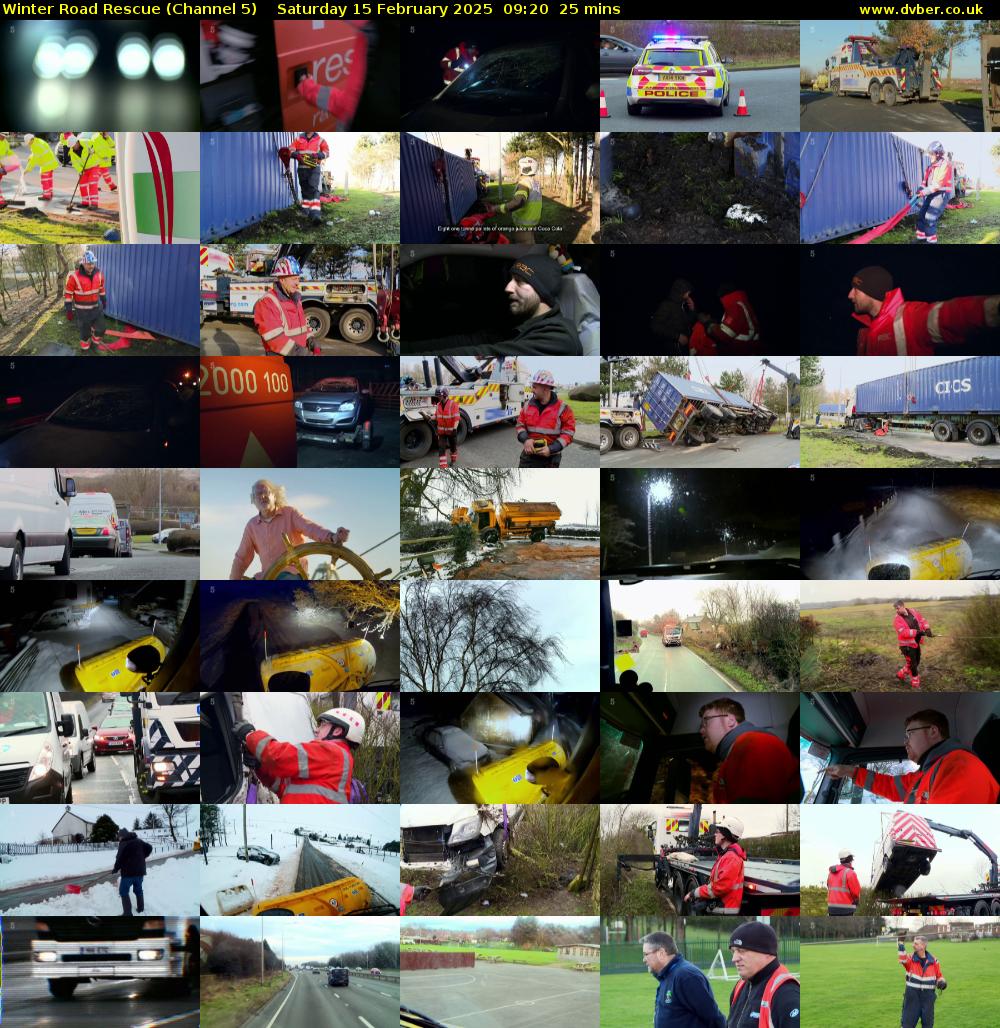 Winter Road Rescue (Channel 5) Saturday 15 February 2025 09:20 - 09:45
