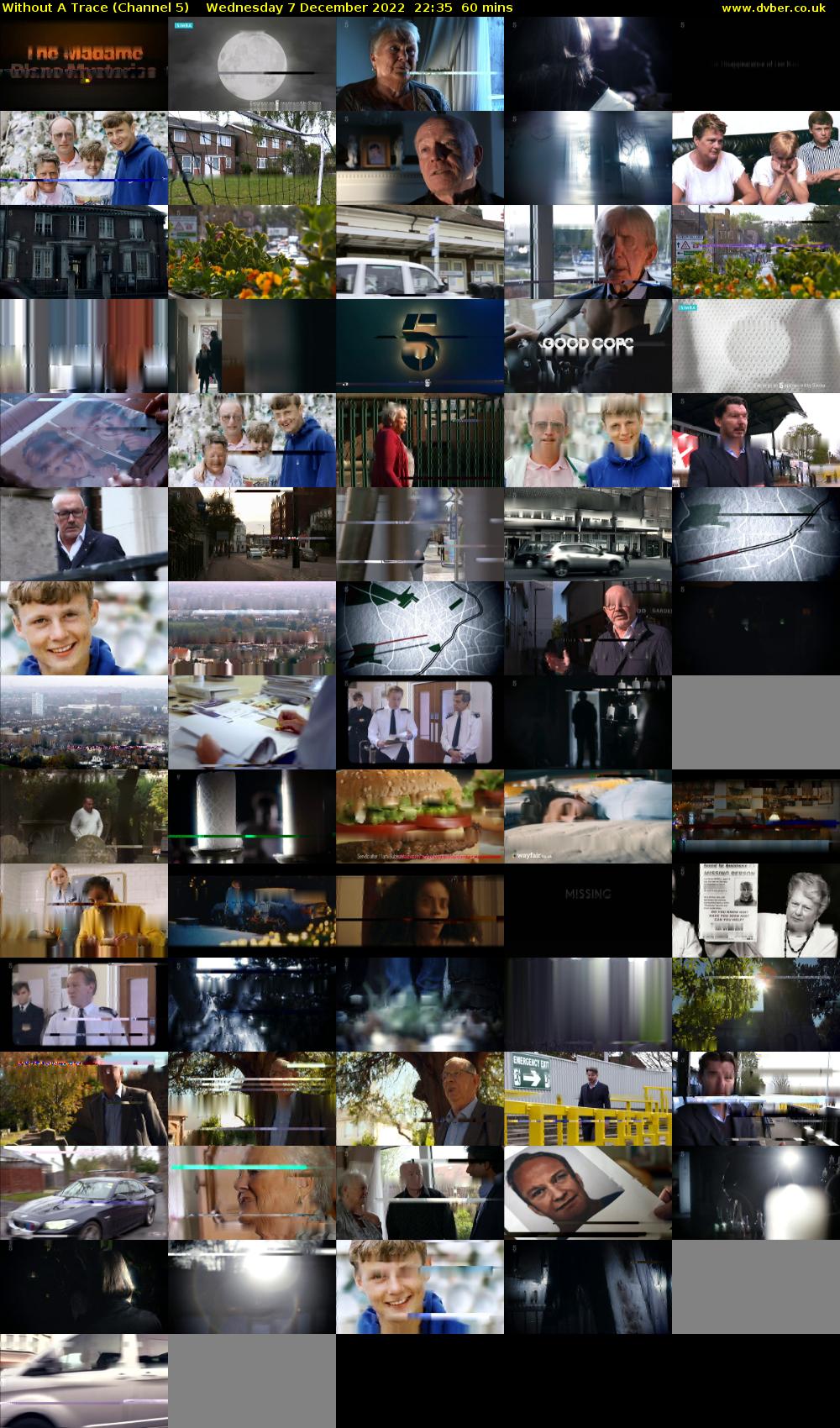 Without A Trace (Channel 5) Wednesday 7 December 2022 22:35 - 23:35