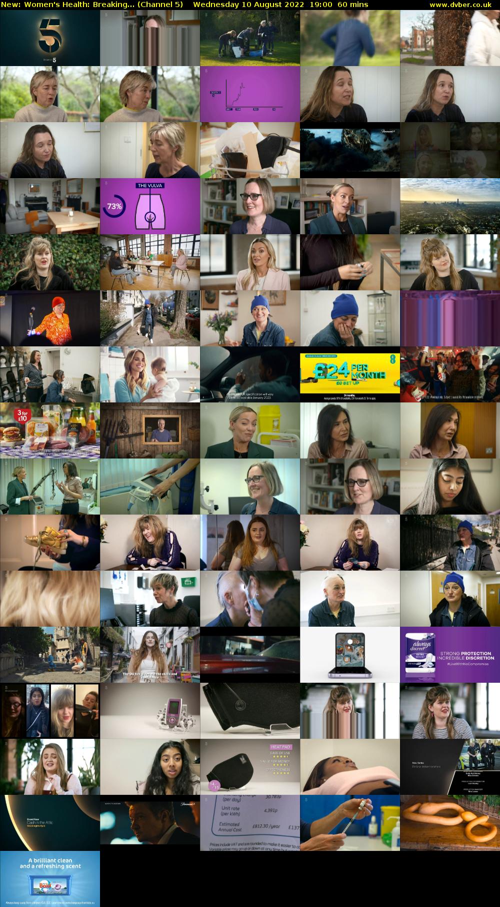 Women's Health: Breaking... (Channel 5) Wednesday 10 August 2022 19:00 - 20:00