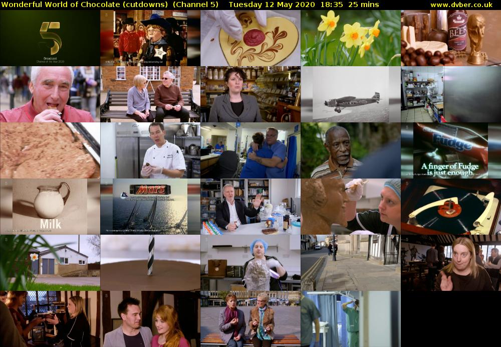 Wonderful World of Chocolate (cutdowns)  (Channel 5) Tuesday 12 May 2020 18:35 - 19:00
