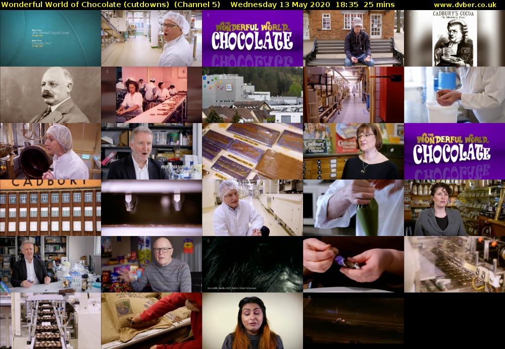 Wonderful World of Chocolate (cutdowns)  (Channel 5) Wednesday 13 May 2020 18:35 - 19:00