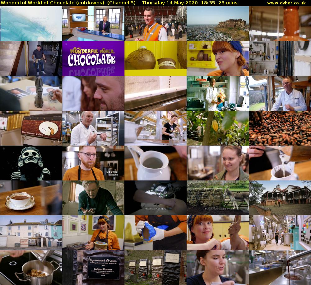 Wonderful World of Chocolate (cutdowns)  (Channel 5) Thursday 14 May 2020 18:35 - 19:00