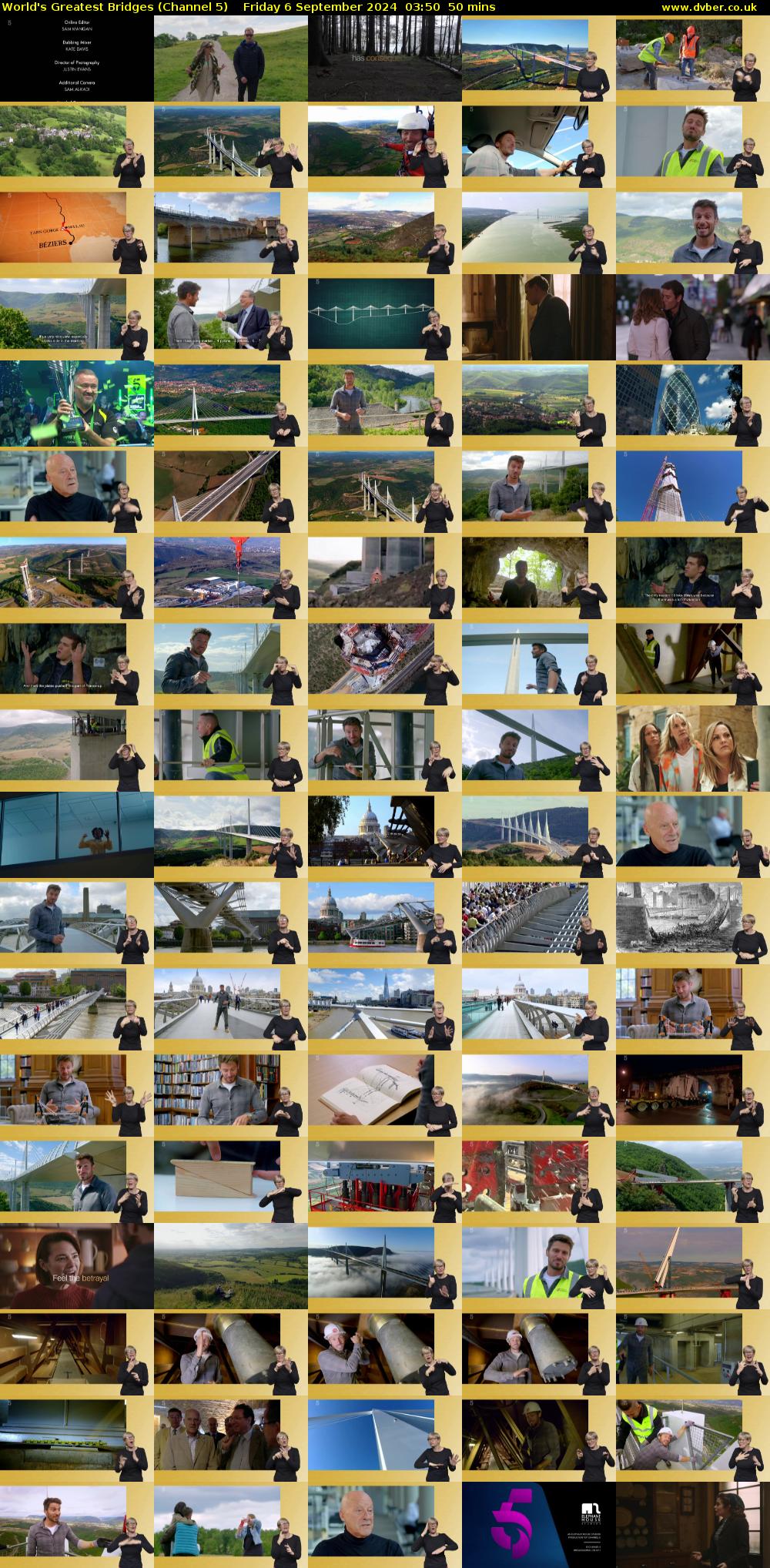 World's Greatest Bridges (Channel 5) Friday 6 September 2024 03:50 - 04:40