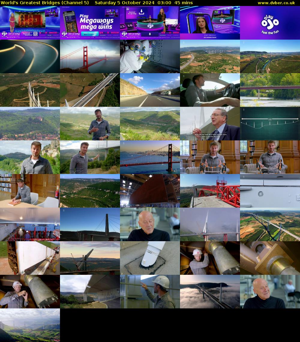 World's Greatest Bridges (Channel 5) Saturday 5 October 2024 03:00 - 03:45