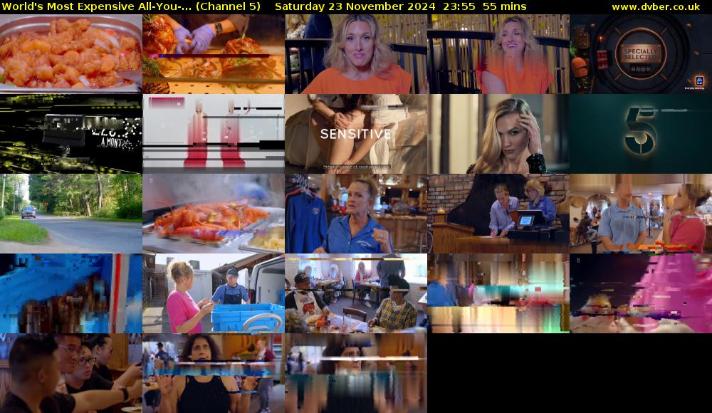 World's Most Expensive All-You-... (Channel 5) Saturday 23 November 2024 23:55 - 00:50