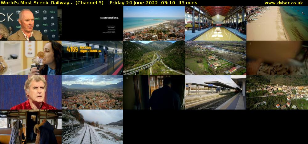World's Most Scenic Railway... (Channel 5) Friday 24 June 2022 03:10 - 03:55