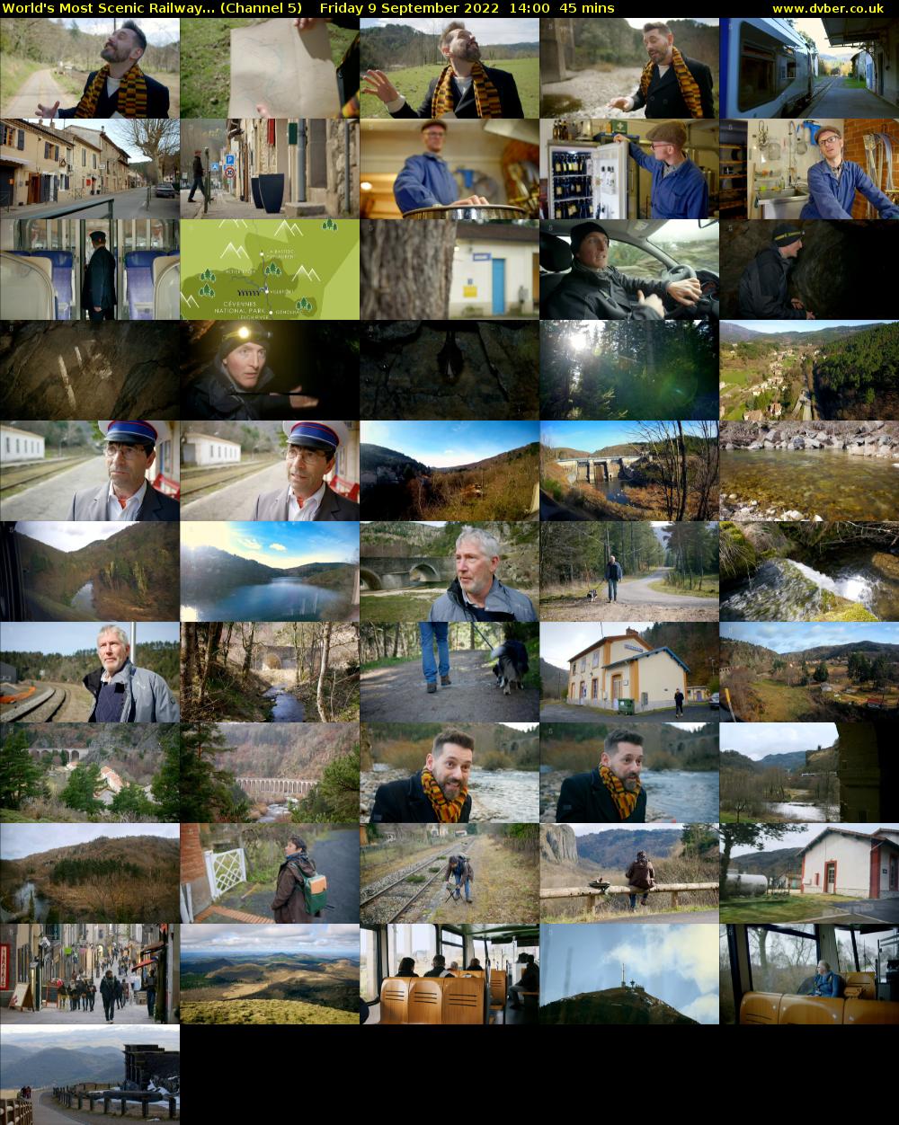 World's Most Scenic Railway... (Channel 5) Friday 9 September 2022 14:00 - 14:45