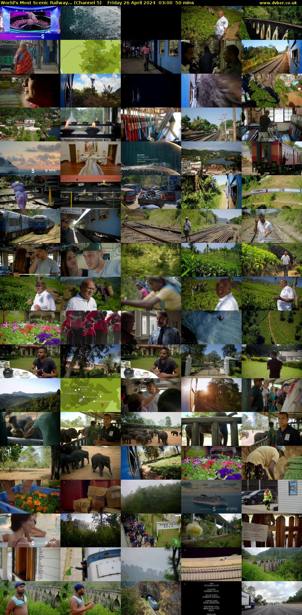 World's Most Scenic Railway... (Channel 5) Friday 26 April 2024 03:00 - 03:50