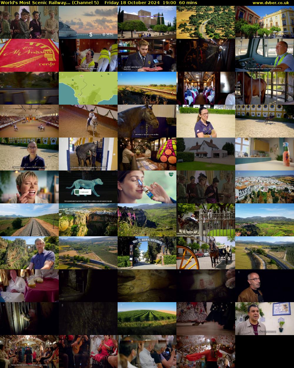 World's Most Scenic Railway... (Channel 5) Friday 18 October 2024 19:00 - 20:00