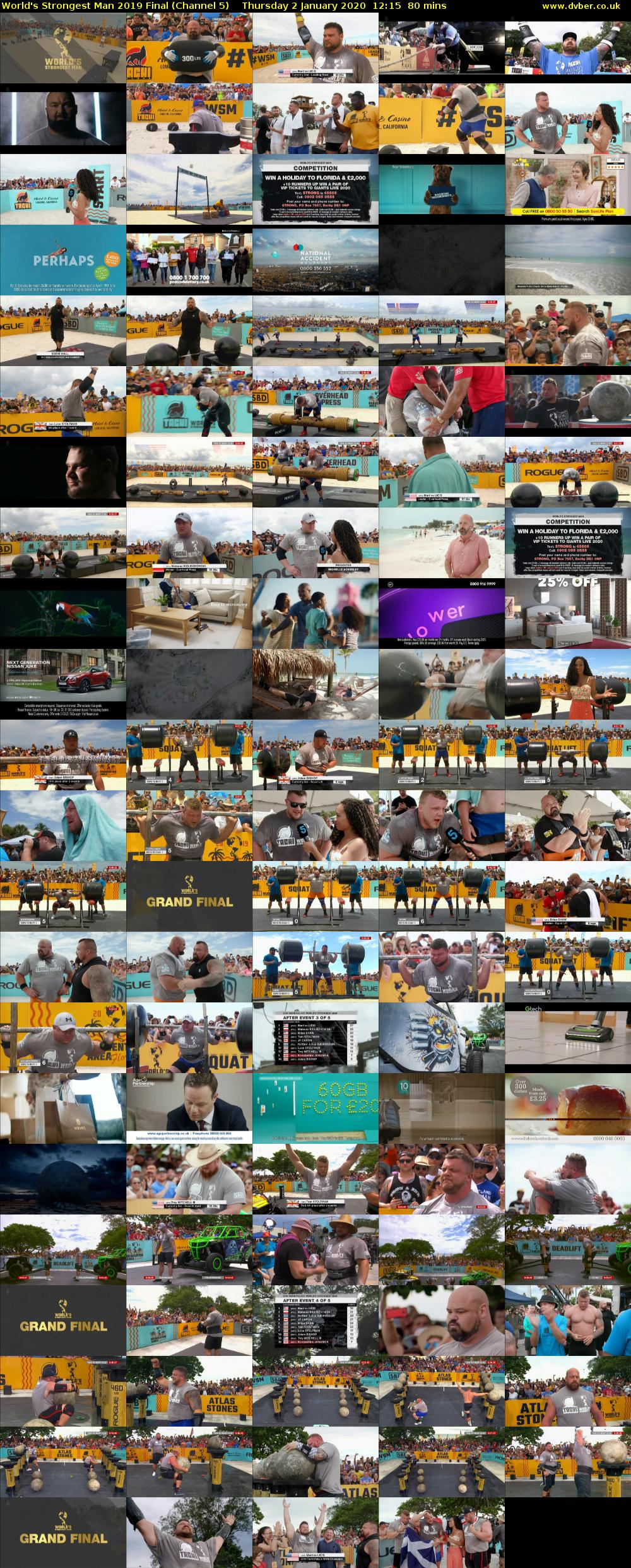 World's Strongest Man 2019 Final (Channel 5) Thursday 2 January 2020 12:15 - 13:35