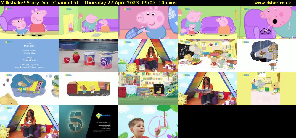 milkshake! Story Den (Channel 5) Thursday 27 April 2023 09:05 - 09:15