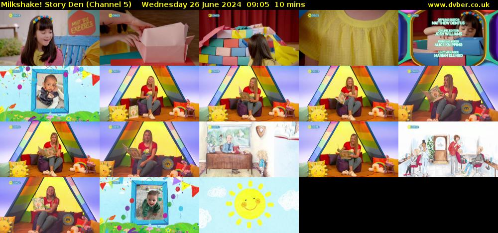 milkshake! Story Den (Channel 5) Wednesday 26 June 2024 09:05 - 09:15