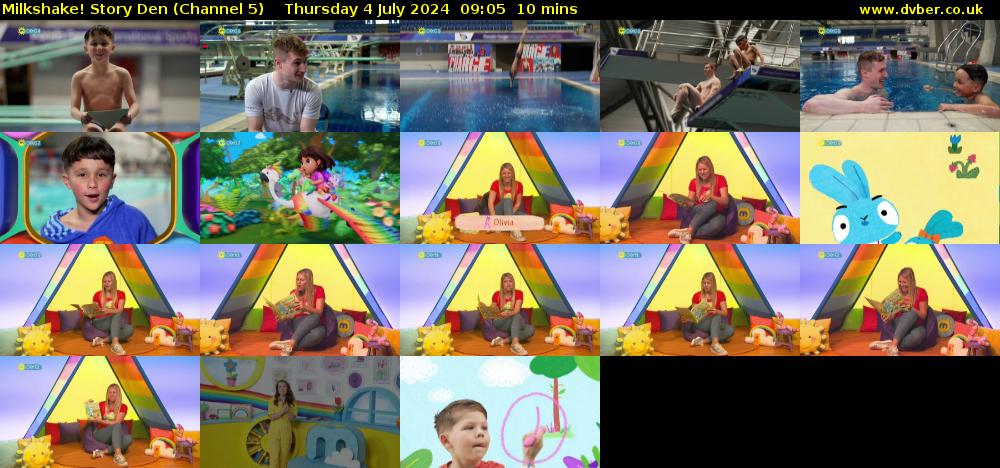 milkshake! Story Den (Channel 5) Thursday 4 July 2024 09:05 - 09:15