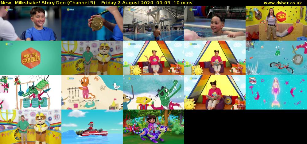 milkshake! Story Den (Channel 5) Friday 2 August 2024 09:05 - 09:15